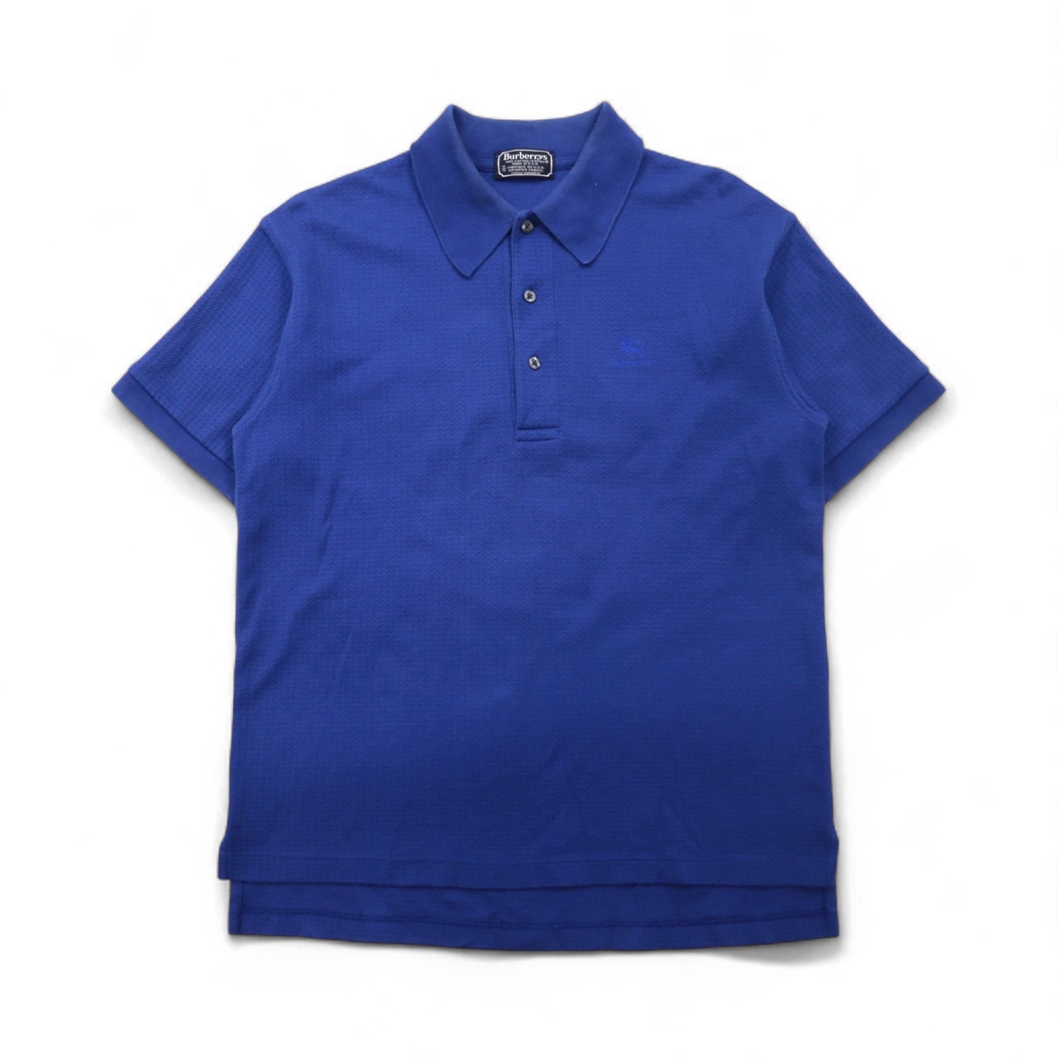 Burberrys USA Made Polo Jacquard M Blue Cotton Logo Ricamato