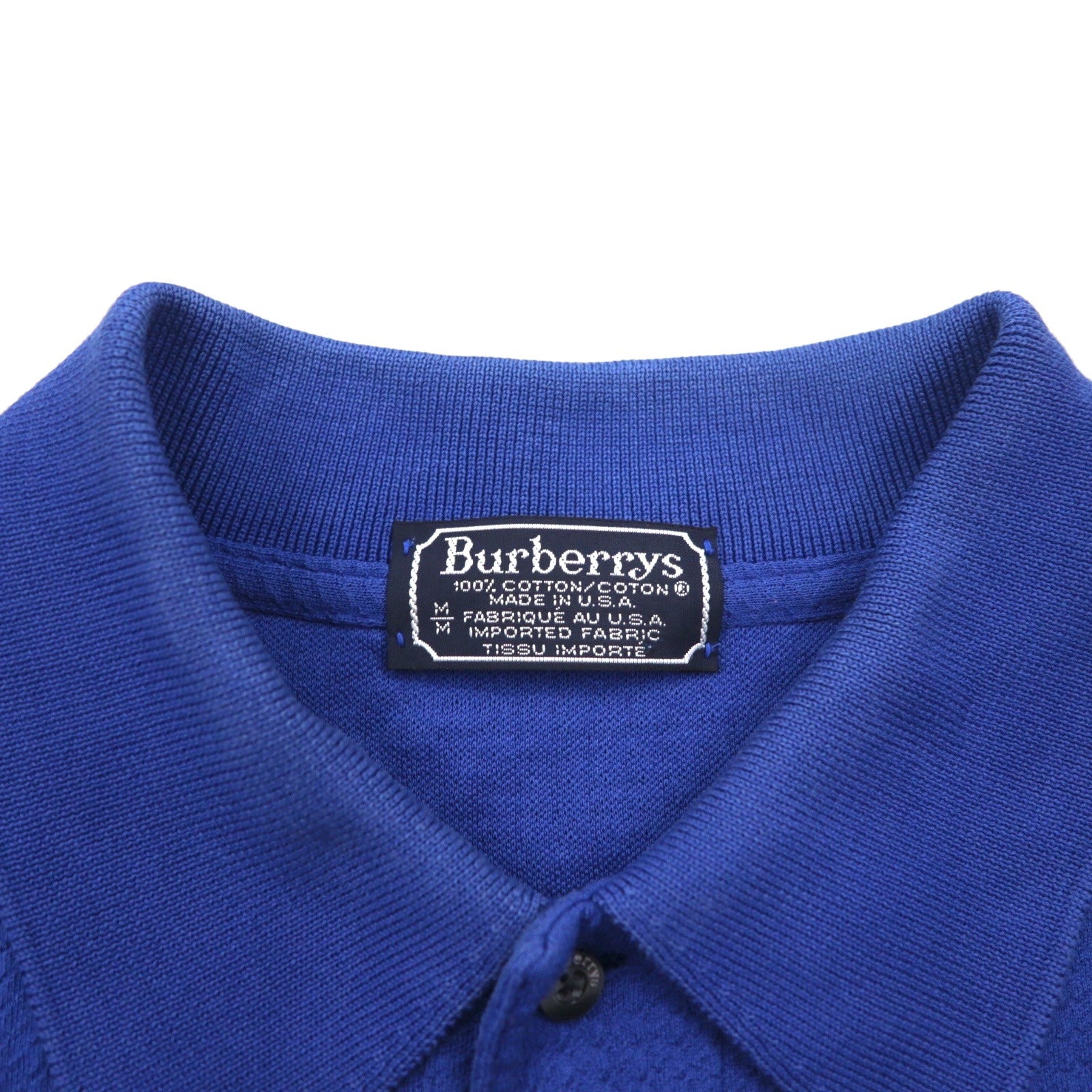 Burberrys USA Made Polo Jacquard M Blue Cotton Logo Ricamato