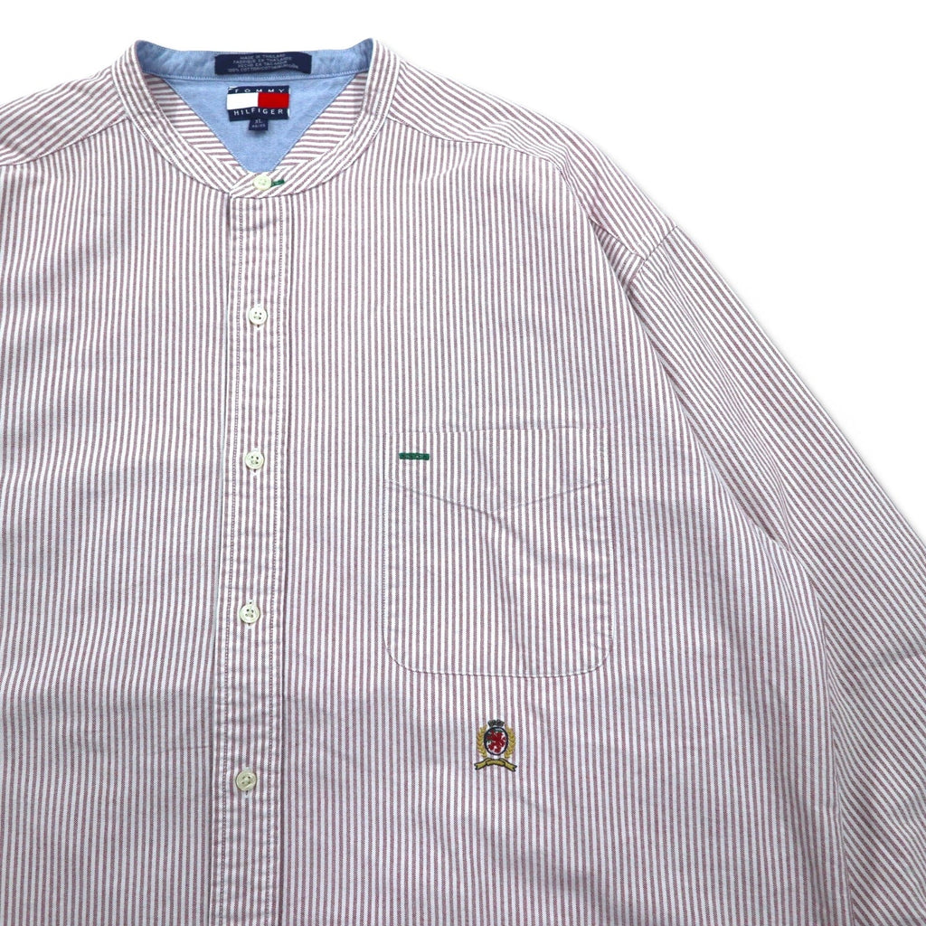 Camicia in Oxford a collo alto TOMMY HILFIGER, taglia XL, rosa, bianca, a righe in cotone
