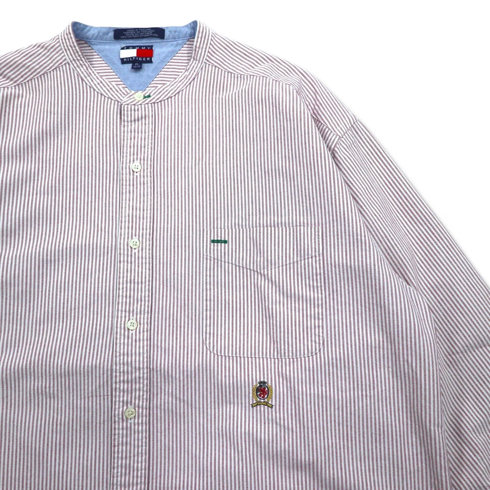 Camicia in Oxford a collo alto TOMMY HILFIGER, taglia XL, rosa, bianca, a righe in cotone