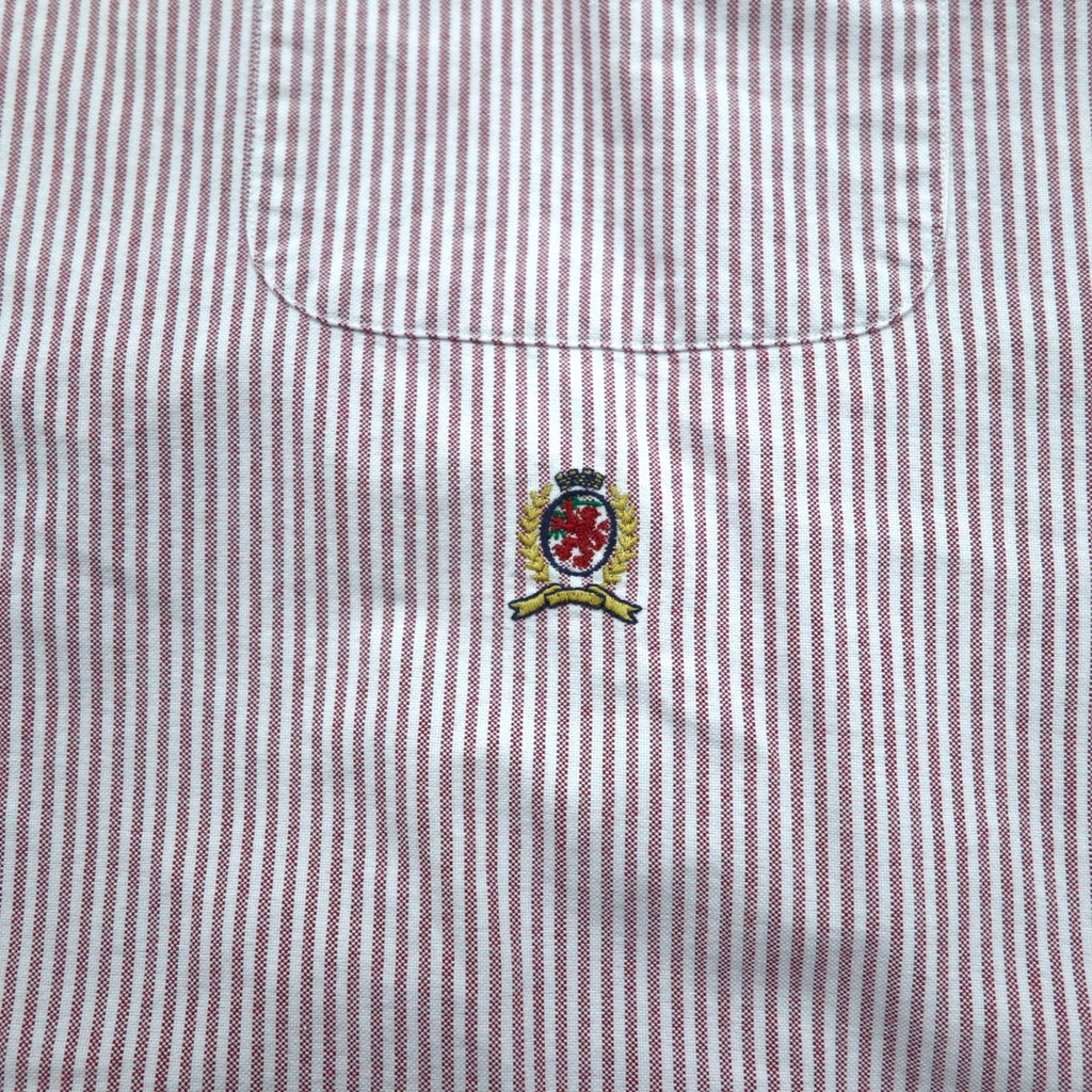 Camicia in Oxford a collo alto TOMMY HILFIGER, taglia XL, rosa, bianca, a righe in cotone