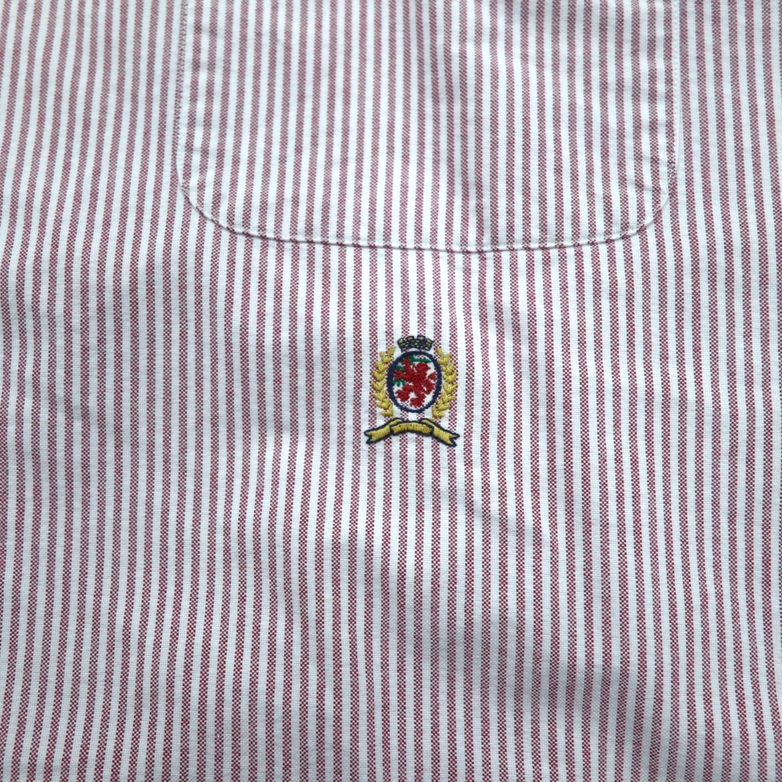 Camicia in Oxford a collo alto TOMMY HILFIGER, taglia XL, rosa, bianca, a righe in cotone