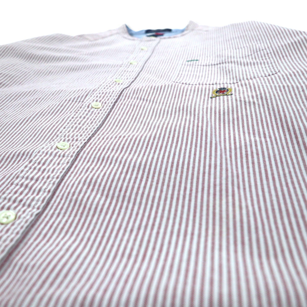 Camicia in Oxford a collo alto TOMMY HILFIGER, taglia XL, rosa, bianca, a righe in cotone