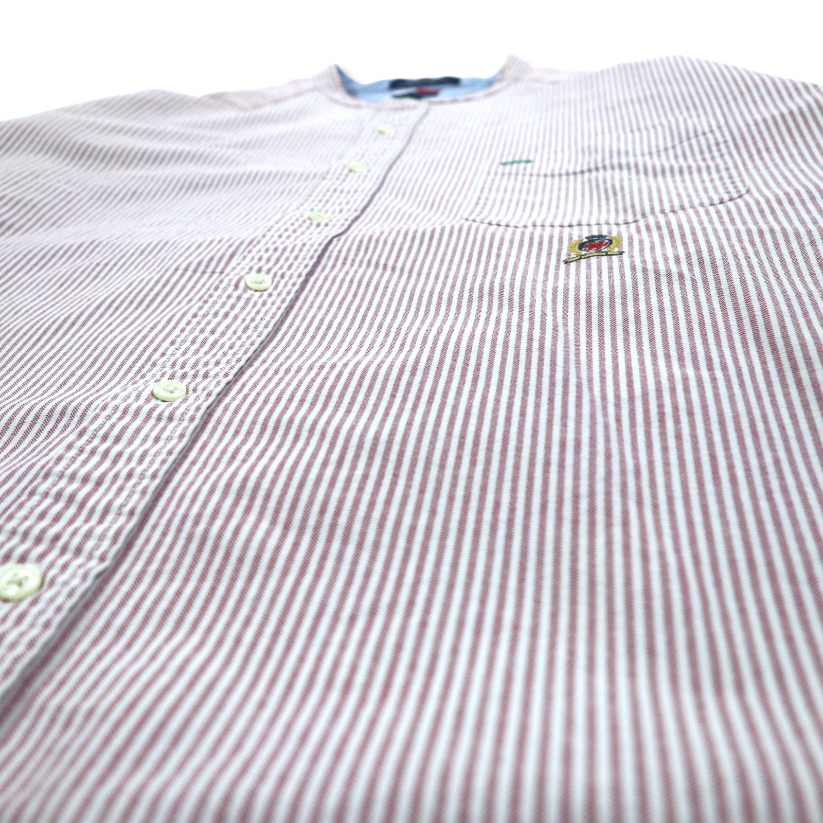 Camicia in Oxford a collo alto TOMMY HILFIGER, taglia XL, rosa, bianca, a righe in cotone