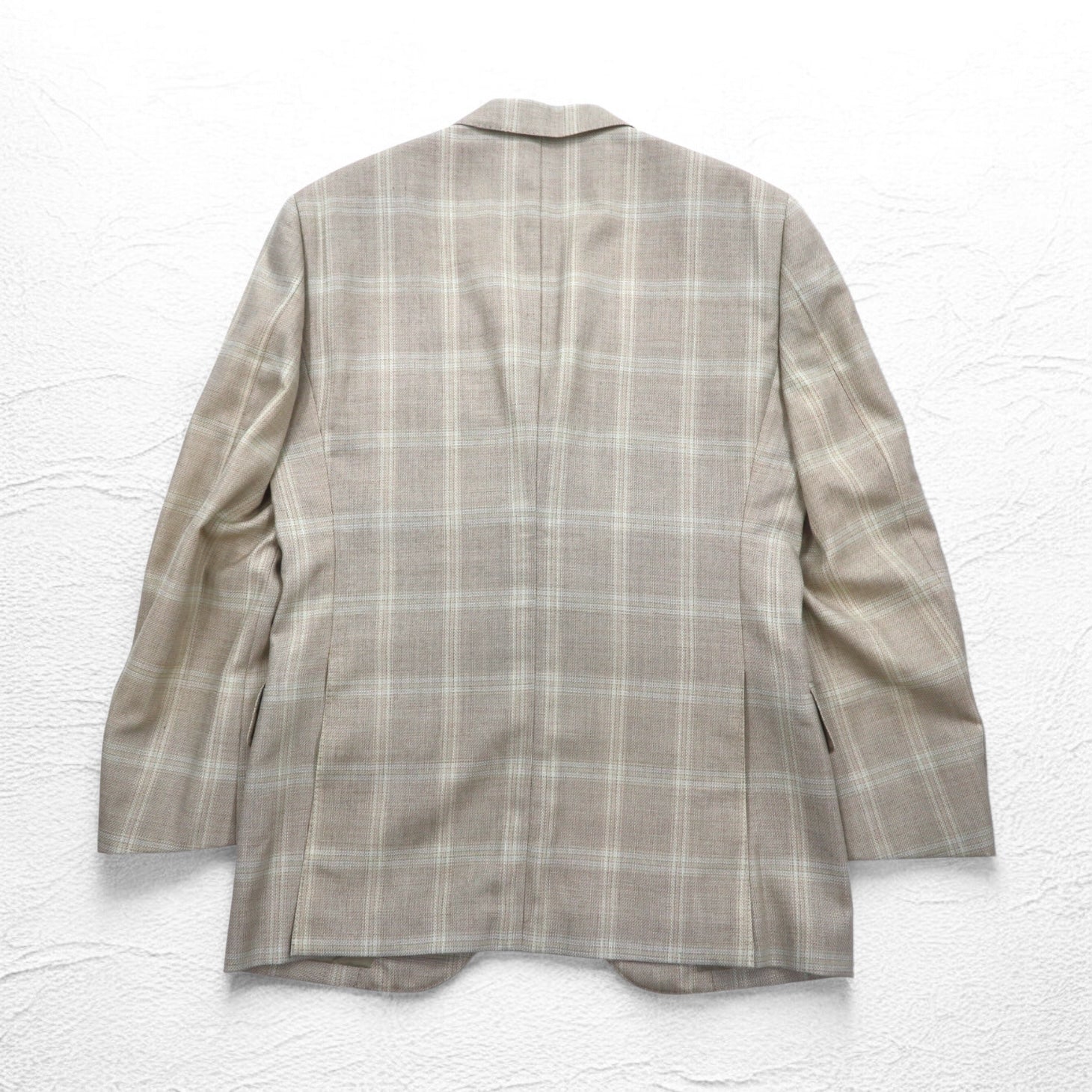 DAKS Giacca sportiva sartoriale monopetto a 2 bottoni in misto seta, lana a quadri, taglia M, beige, made in Japan