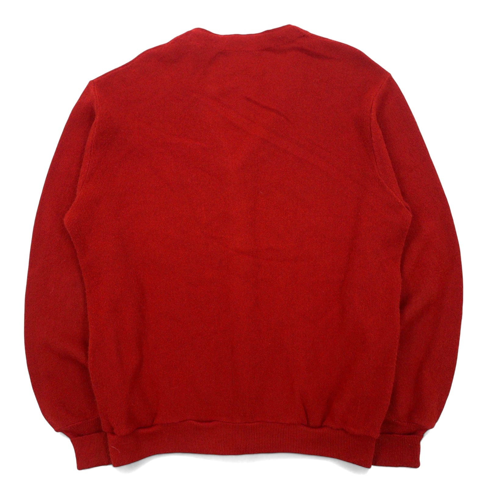 IZOD LACOSTE anni '70 cardigan in maglia acrilica con etichetta a bobina, taglia L, colore rosso, logo ricamato