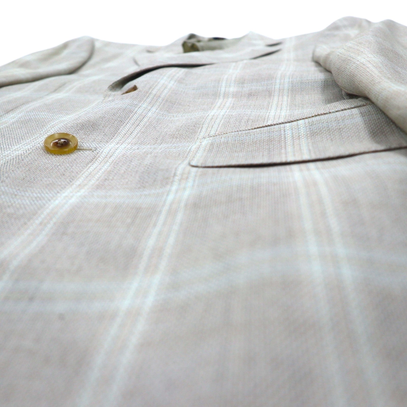 DAKS Giacca sportiva sartoriale monopetto a 2 bottoni in misto seta, lana a quadri, taglia M, beige, made in Japan