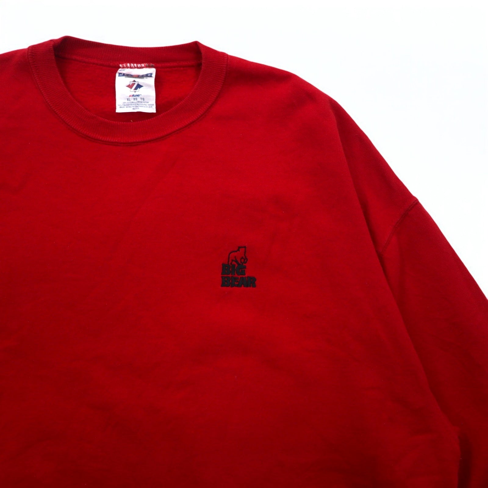 Felpa girocollo JERZEES taglia XL, rossa, in cotone, BIG BEAR, made in Messico