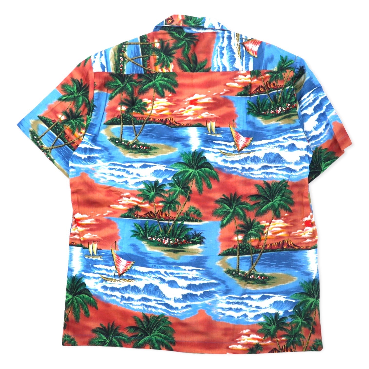 ALOHA REPUBLIC Camicia hawaiana collo aperto M blu cotone fantasia hawaiana (USA)