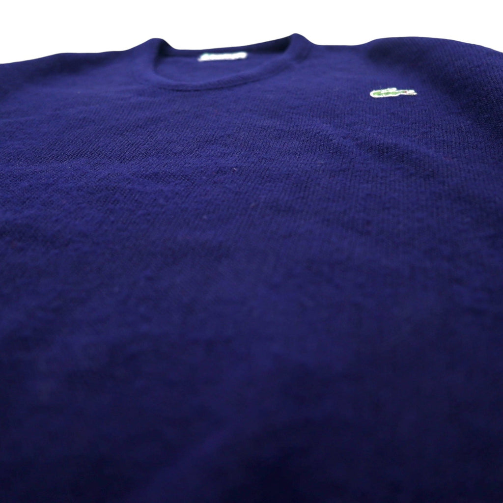 IZOD LACOSTE anni '70 maglione in maglia acrilica con etichetta "thread reel" scollo a V blu navy taglia L logo ricamato