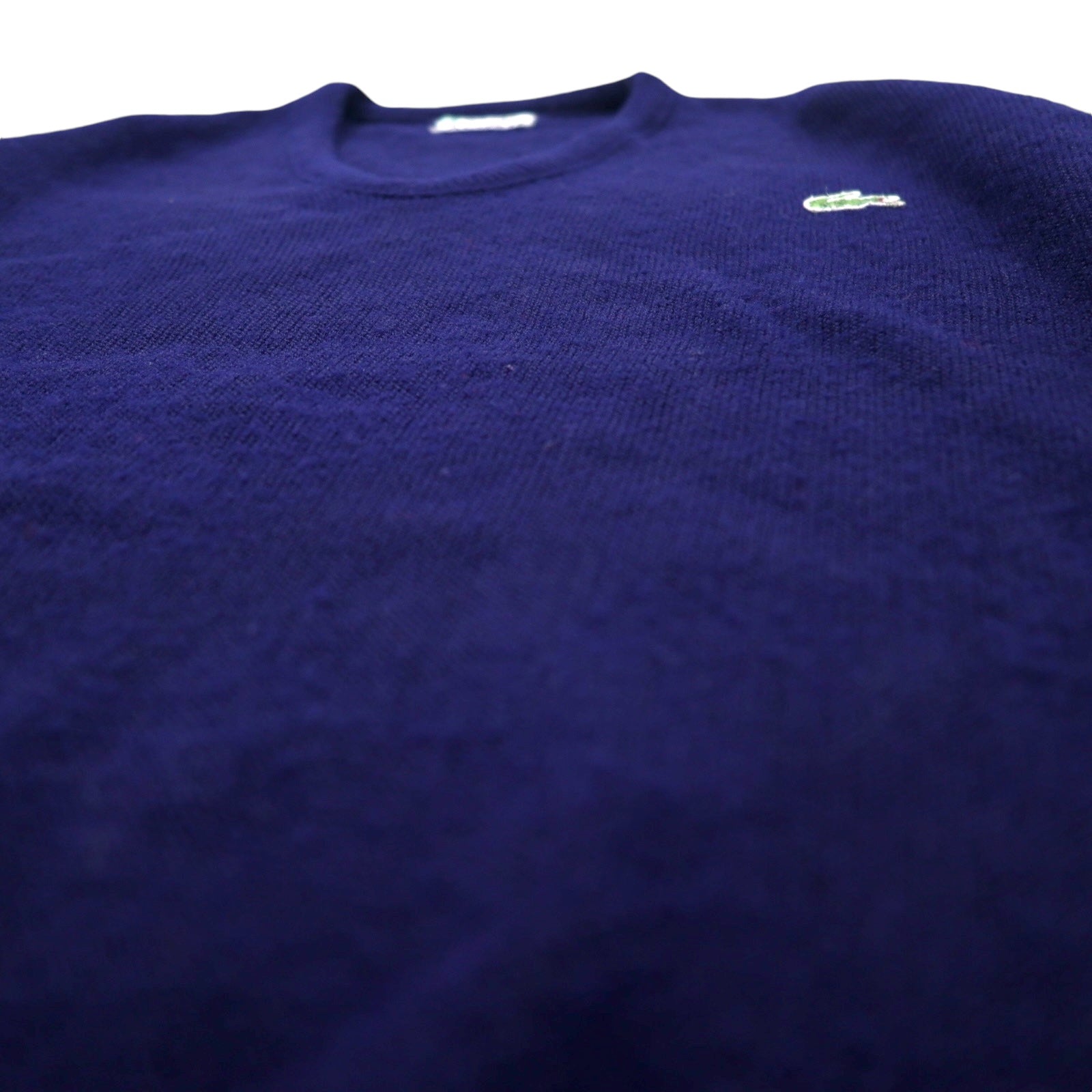 IZOD LACOSTE anni '70 maglione in maglia acrilica con etichetta "thread reel" scollo a V blu navy taglia L logo ricamato