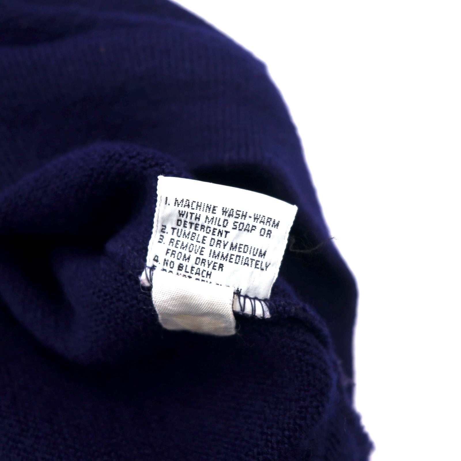 IZOD LACOSTE anni '70 maglione in maglia acrilica con etichetta "thread reel" scollo a V blu navy taglia L logo ricamato