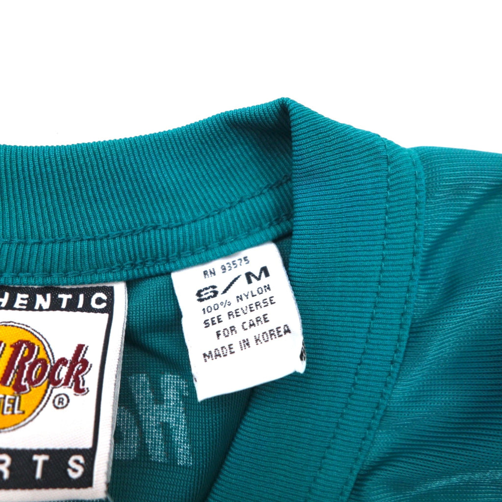 Hard Rock HOTEL Anni '90 Maglia da gioco L Verde Nylon Stampa logo Numeri Deadstock Nuovo