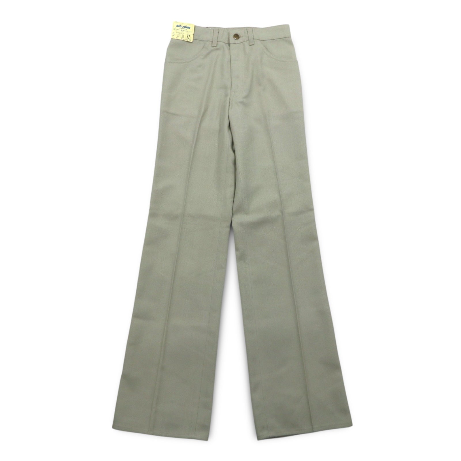 BIG JOHN Anni '70, pantaloni a zampa d'elefante con piega centrale, taglia S, beige, deadstock, nuovo con etichette.
