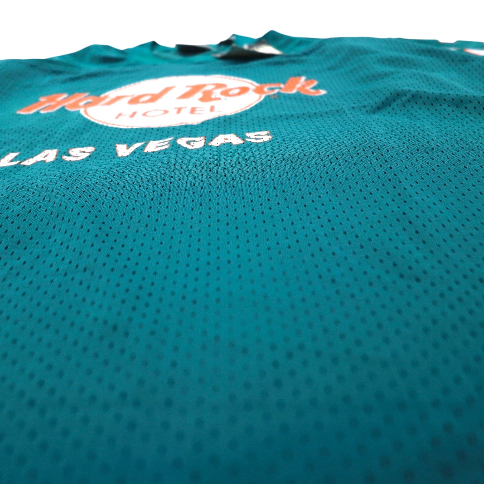 Hard Rock HOTEL Anni '90 Maglia da gioco L Verde Nylon Stampa logo Numeri Deadstock Nuovo