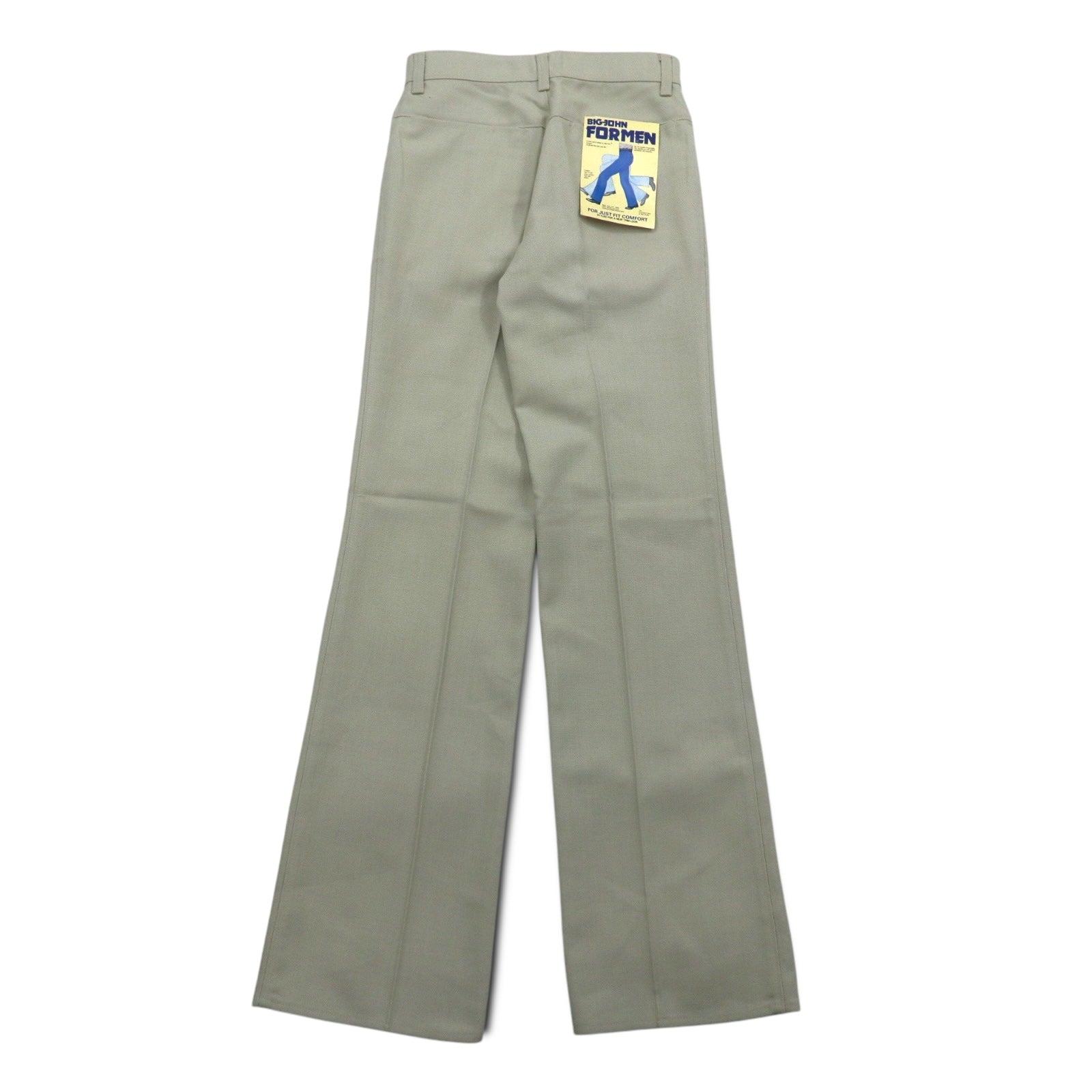 BIG JOHN Anni '70, pantaloni a zampa d'elefante con piega centrale, taglia S, beige, deadstock, nuovo con etichette.