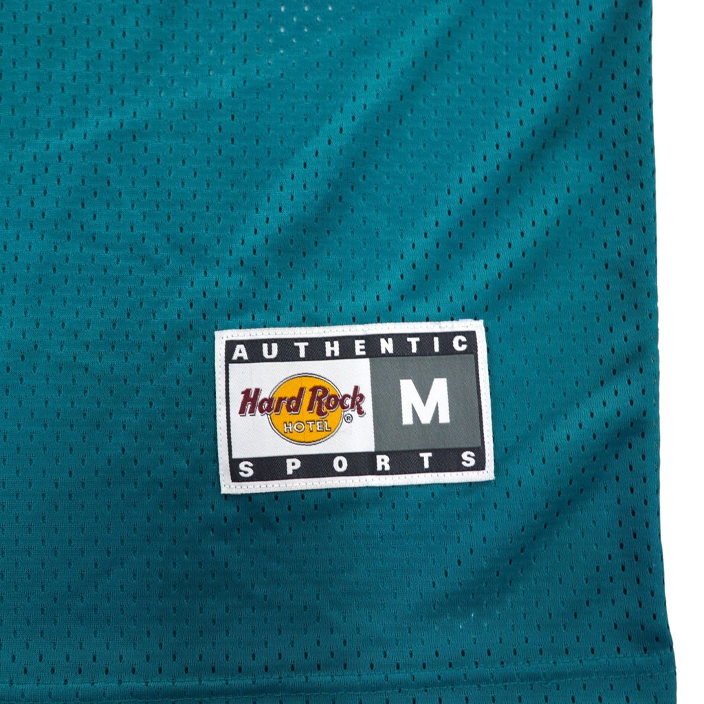 Hard Rock HOTEL Anni '90 Maglia da gioco L Verde Nylon Stampa logo Numeri Deadstock Nuovo