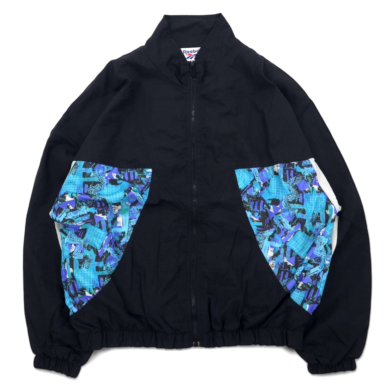 Giacca in nylon Reebok anni '90, maglia sportiva L nera, poliestere con logo vettoriale