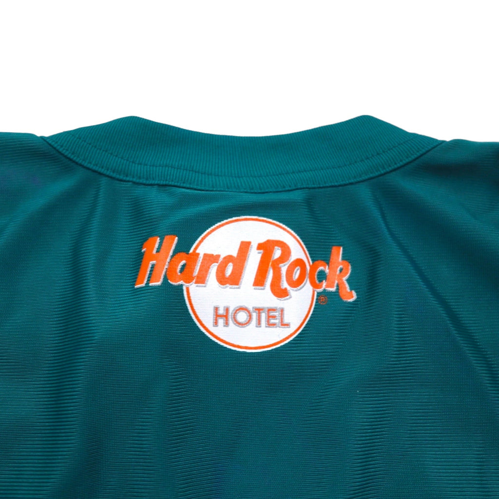 Hard Rock HOTEL Anni '90 Maglia da gioco L Verde Nylon Stampa logo Numeri Deadstock Nuovo
