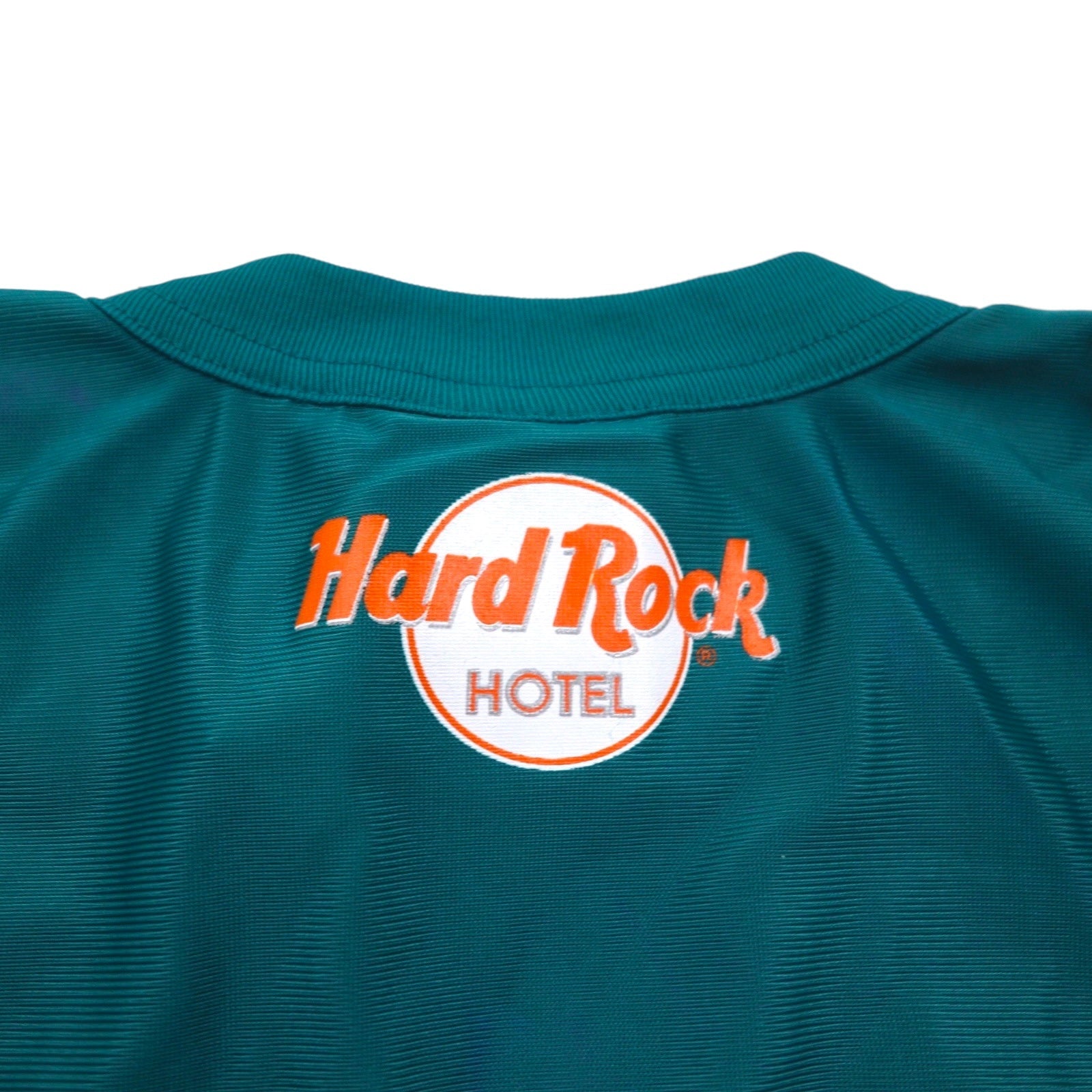 Hard Rock HOTEL Anni '90 Maglia da gioco L Verde Nylon Stampa logo Numeri Deadstock Nuovo