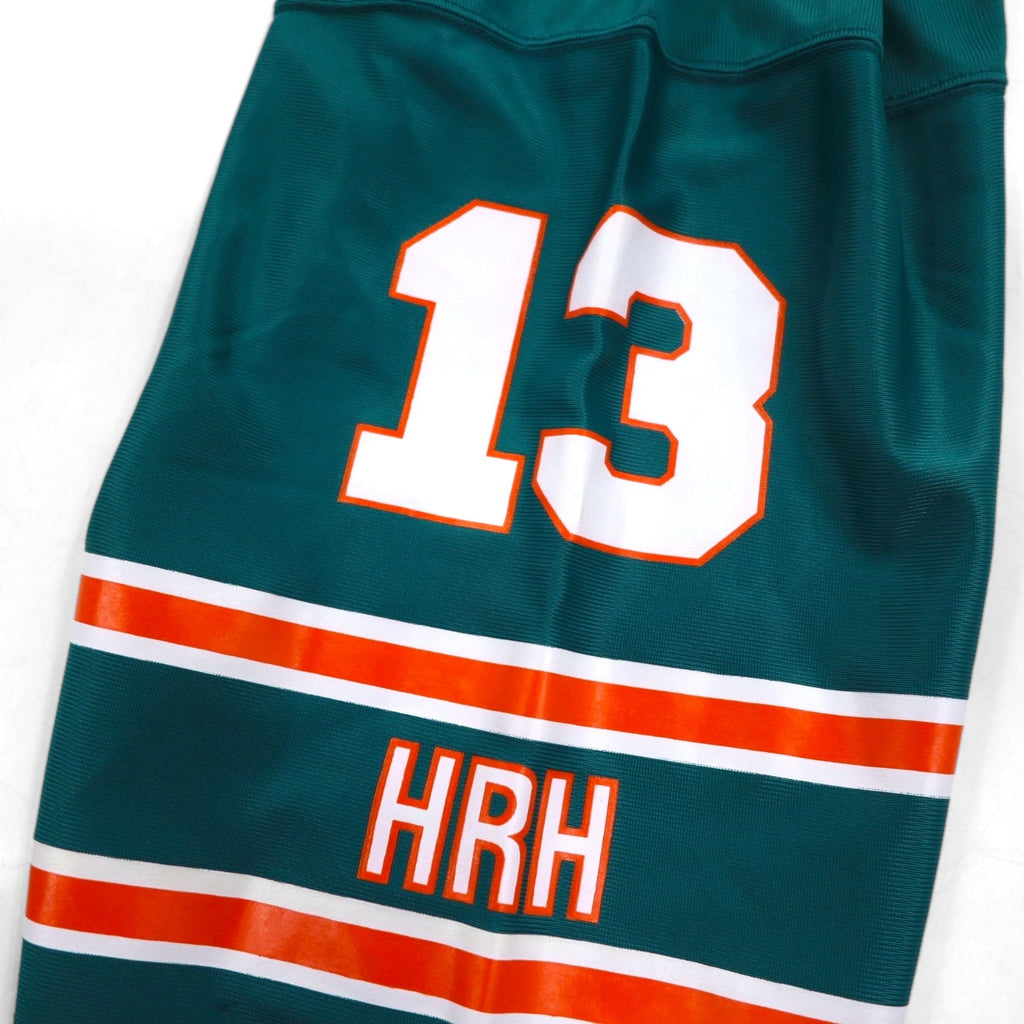 Hard Rock HOTEL Anni '90 Maglia da gioco L Verde Nylon Stampa logo Numeri Deadstock Nuovo