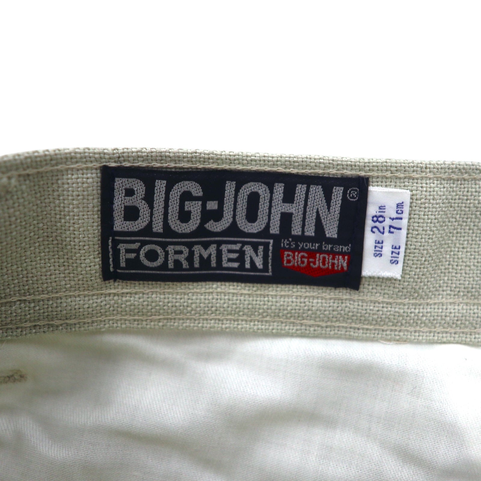 BIG JOHN Anni '70, pantaloni a zampa d'elefante con piega centrale, taglia S, beige, deadstock, nuovo con etichette.