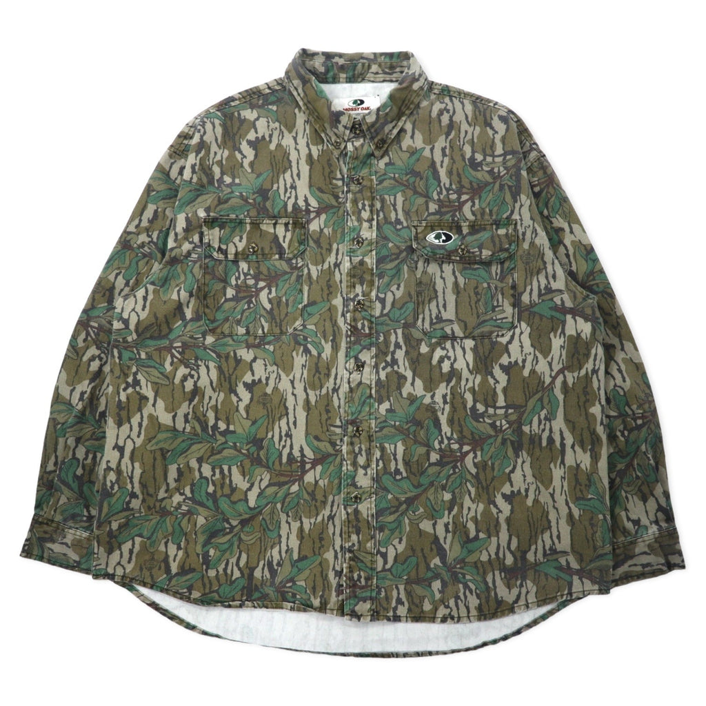 MOSSY OAK Camicia da caccia button-down XL cachi mimetica cotone oversize