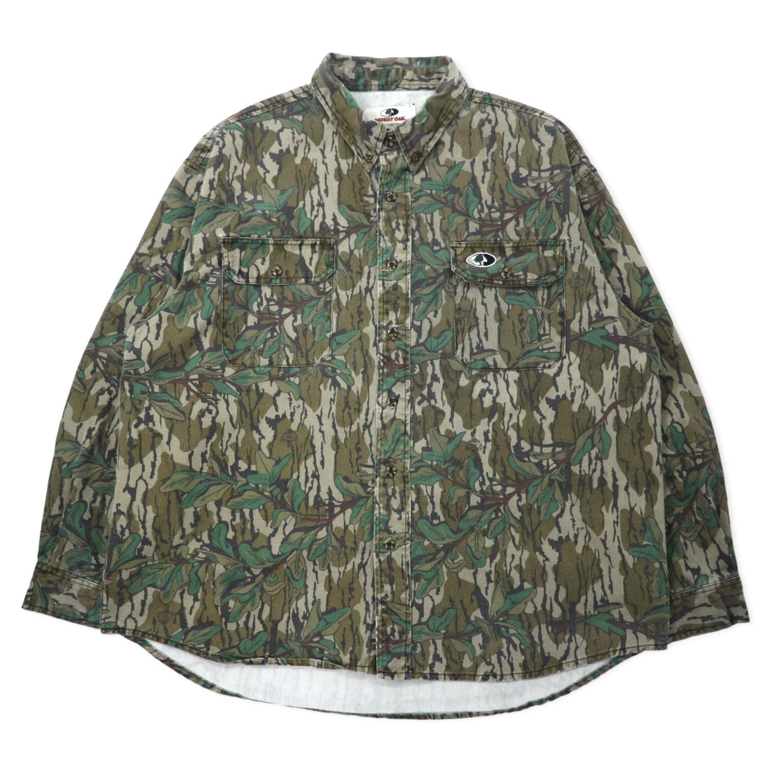 MOSSY OAK Camicia da caccia button-down XL cachi mimetica cotone oversize