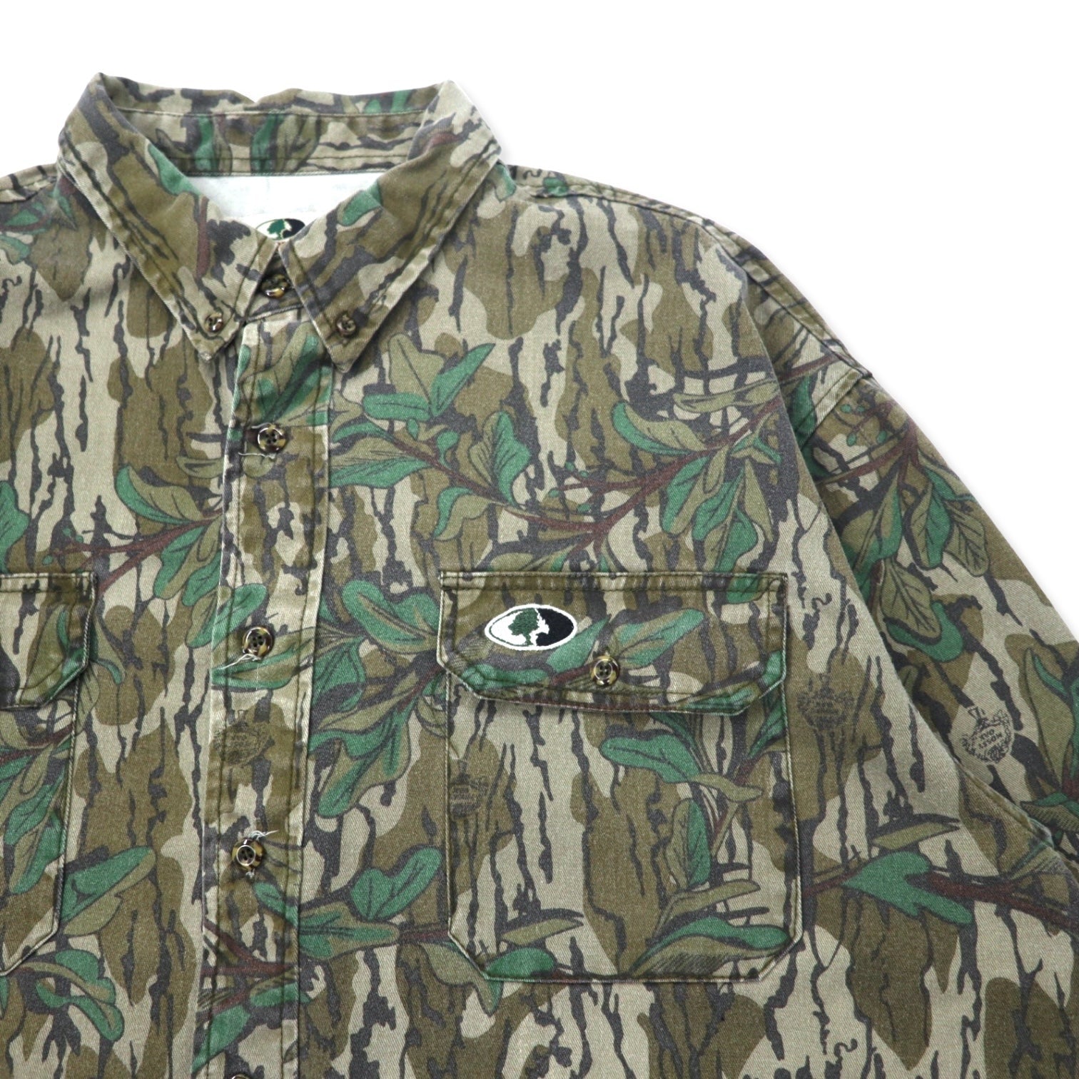 MOSSY OAK Camicia da caccia button-down XL cachi mimetica cotone oversize