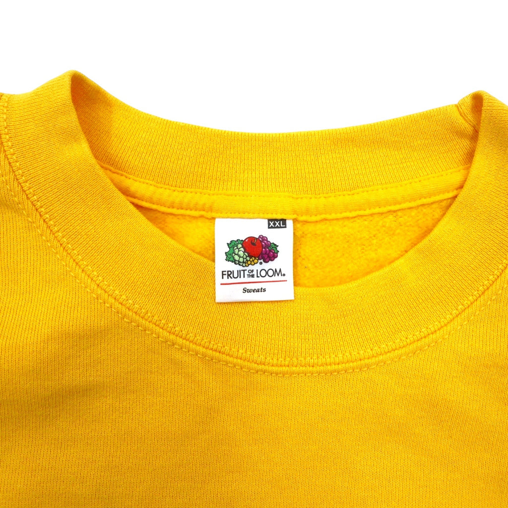 FRUIT OF THE LOOM モロッコ製 ヨーロッパライン クルーネック スウェット XXL イエロー コットン 裏起毛 WEISS Electricite バックプリント