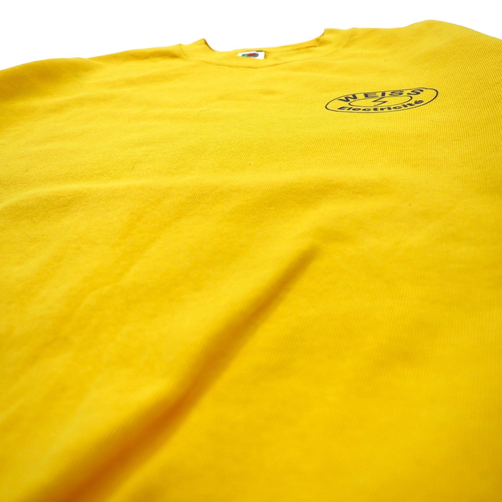 FRUIT OF THE LOOM Maglietta girocollo Made in Morocco Linea europea XXL Giallo Cotone Interno felpato WEISS Electricite Stampa posteriore
