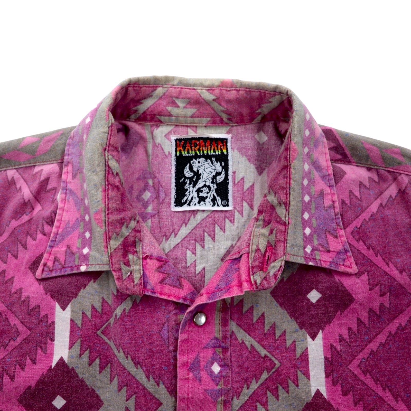 Camicia Western vintage anni '90 Native KARMAN motivo nativo XL cotone fantasia all-over