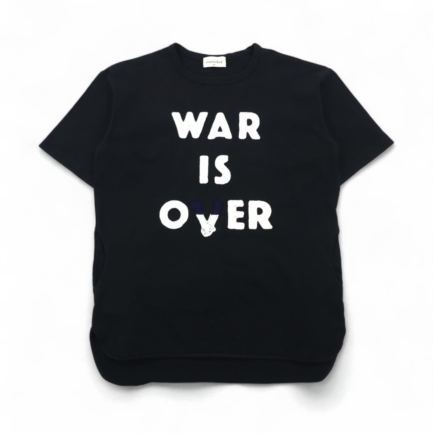 masterkey T-shirt oversize in cotone pesante, taglia unica, colore nero, con toppa in feltro "WAR IS OVER", made in Japan