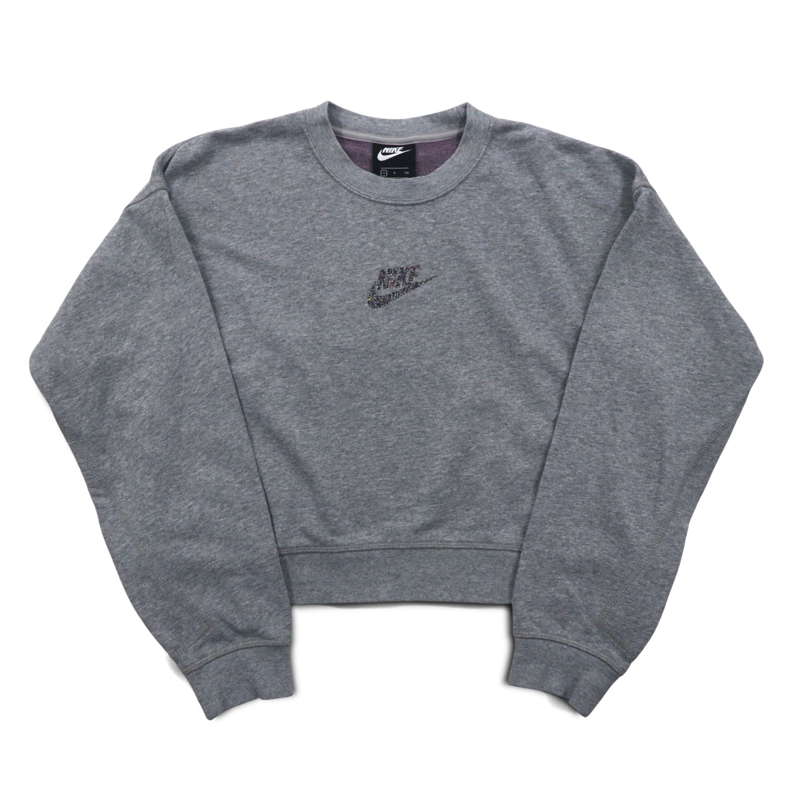 NIKE Felpa corta S grigia French Terry Swoosh centrale CU6404-063