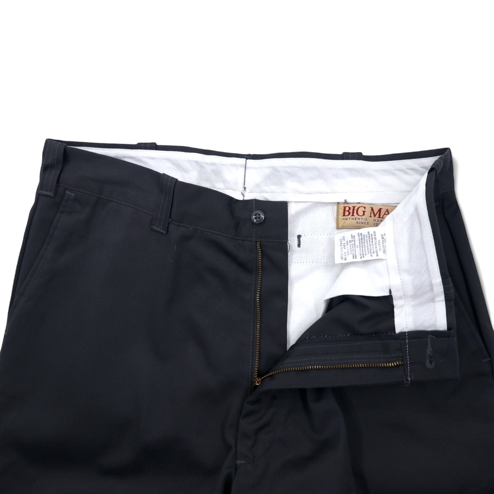BIG MAC Anni '80 Twill Work Pants Chino 36 Grigio Poliestere Cotone Pieghe Centrali