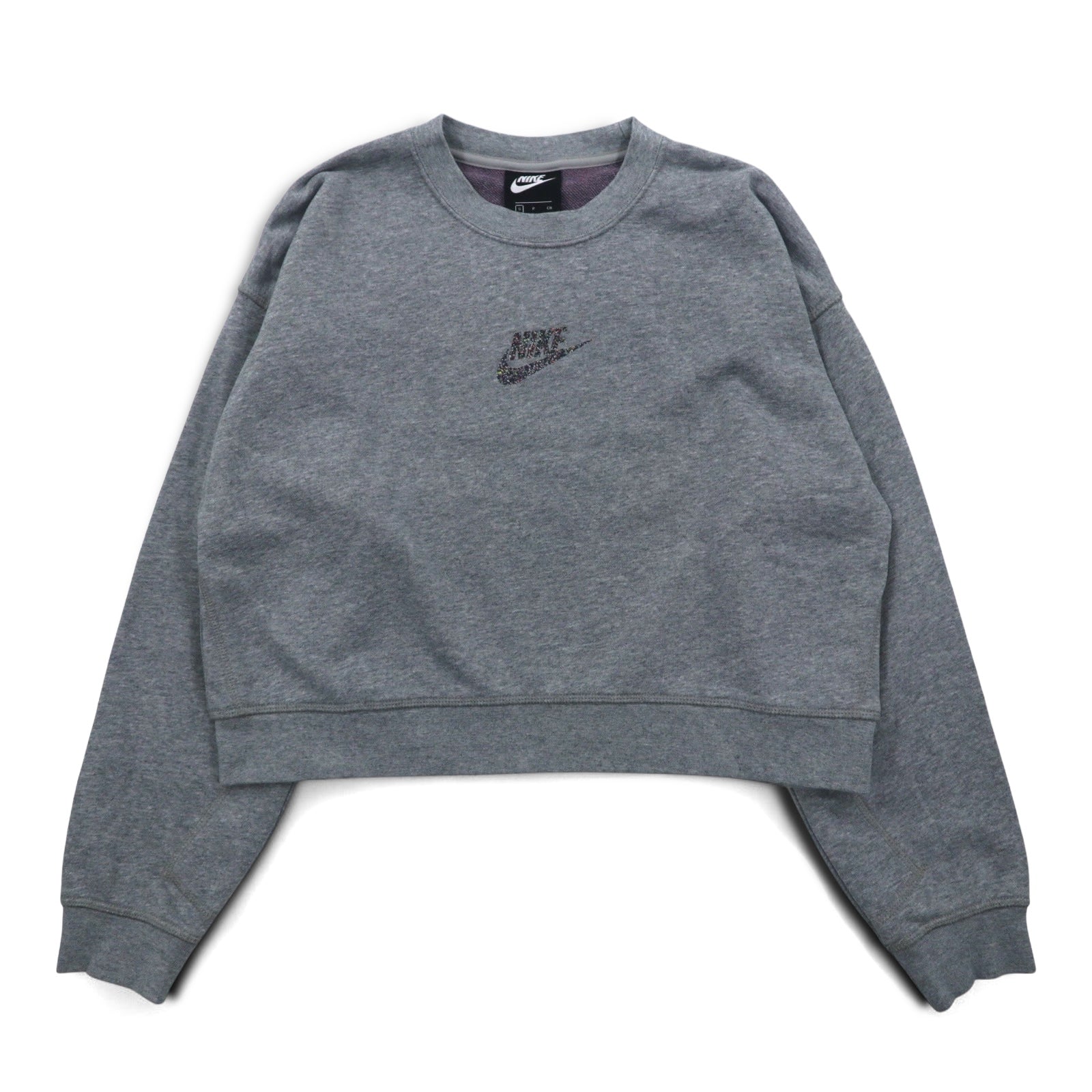 NIKE Felpa corta S grigia French Terry Swoosh centrale CU6404-063