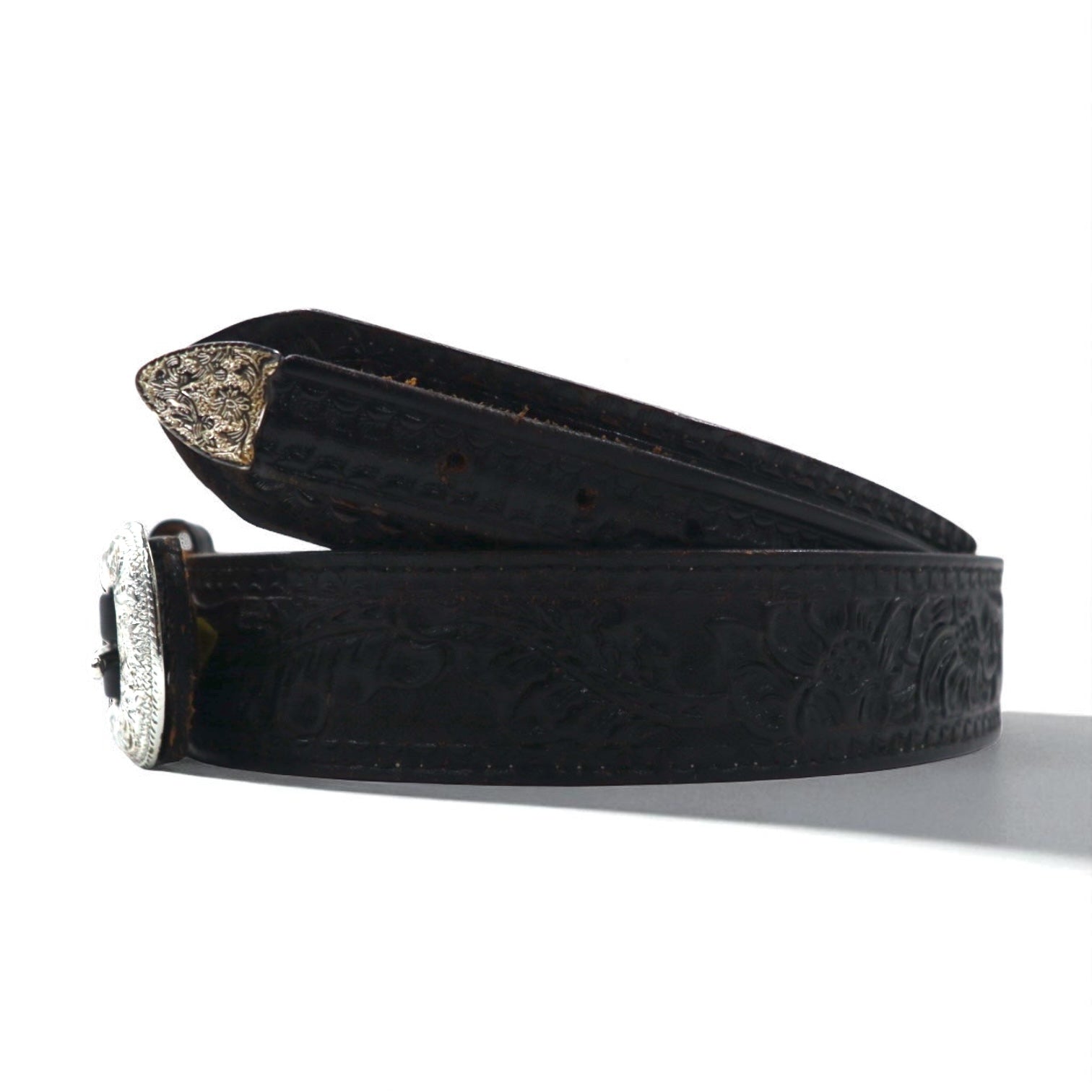 NOCONA USA Cintura Western in Pelle Nera Taglia 40 Fibbia Argentata