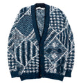 AMERICAN CRUSADER anni '90 Cardigan in maglia jacquard, XL, blu navy, fantasia all-over, acrilico