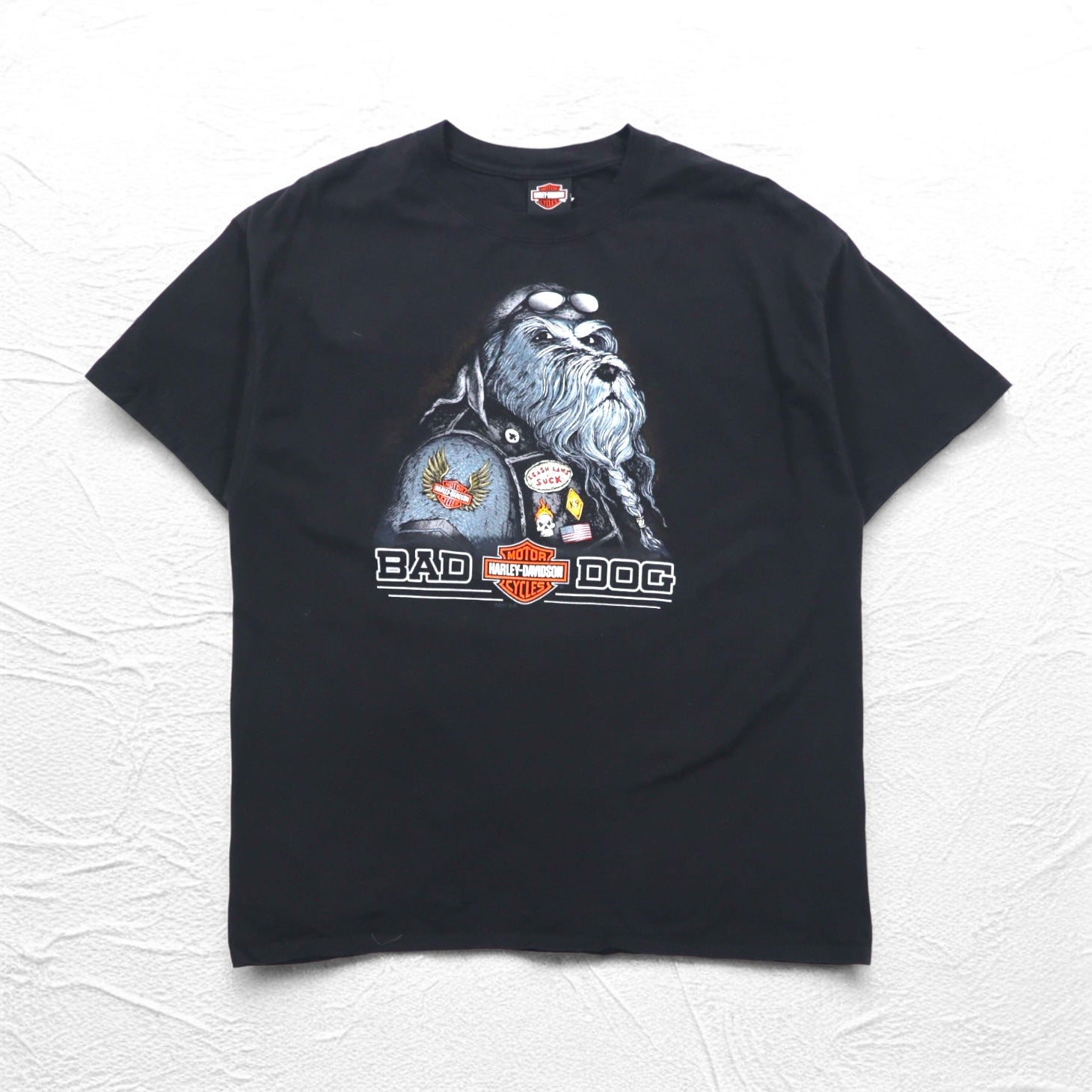 HARLEY DAVIDSON 両面プリント Tシャツ XL ブラック コットン BAD DOG