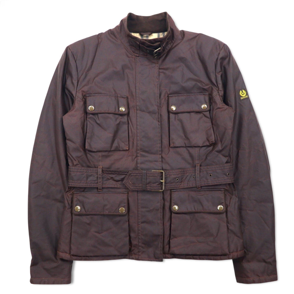 Belstaff GOLD Label Giacca da motociclista Roadmaster made in Italy, giacca cerata L marrone, poliestere, fodera a quadri, doppia cerniera