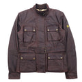 Belstaff GOLD Label Giacca da motociclista Roadmaster made in Italy, giacca cerata L marrone, poliestere, fodera a quadri, doppia cerniera