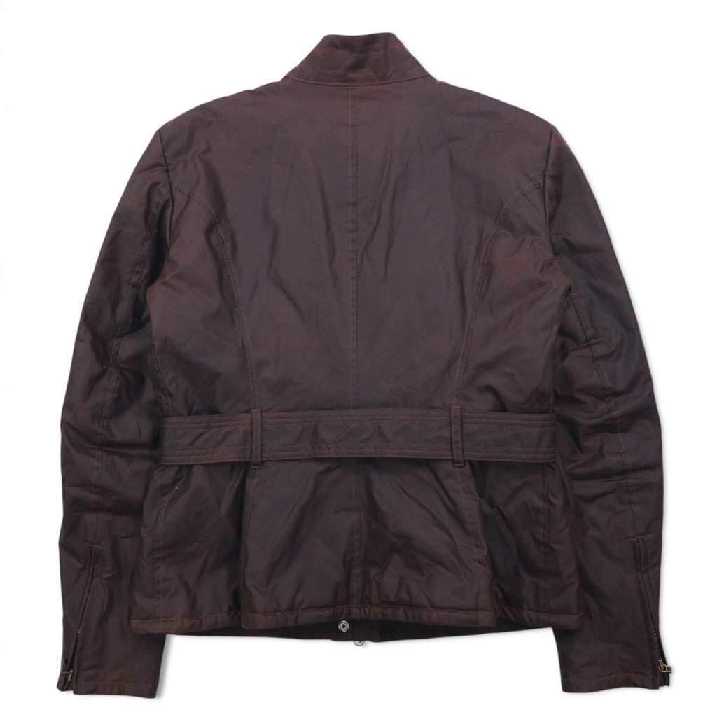 Belstaff GOLD Label Giacca da motociclista Roadmaster made in Italy, giacca cerata L marrone, poliestere, fodera a quadri, doppia cerniera