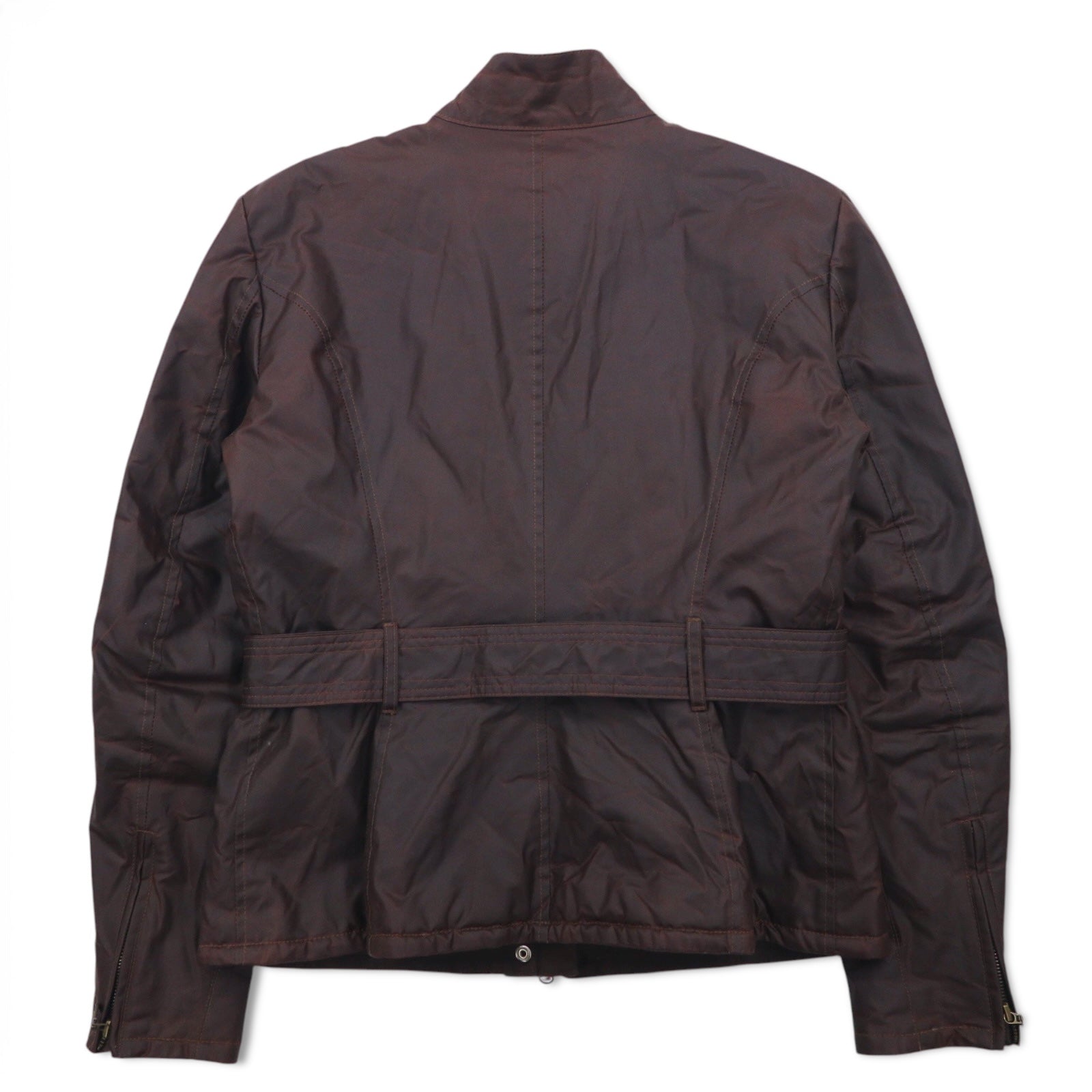 Belstaff GOLD Label Giacca da motociclista Roadmaster made in Italy, giacca cerata L marrone, poliestere, fodera a quadri, doppia cerniera