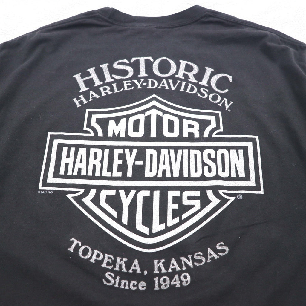 HARLEY DAVIDSON 両面プリント Tシャツ XL ブラック コットン BAD DOG