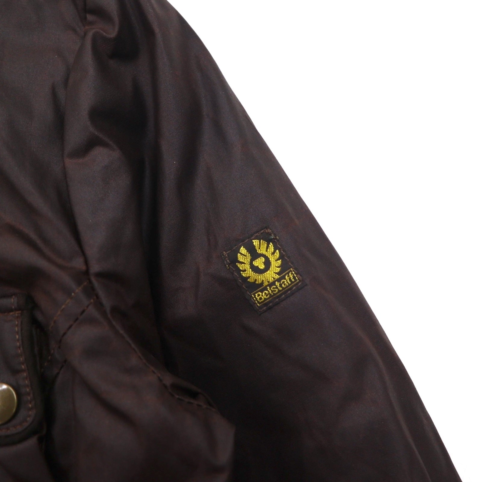 Belstaff GOLD Label Giacca da motociclista Roadmaster made in Italy, giacca cerata L marrone, poliestere, fodera a quadri, doppia cerniera