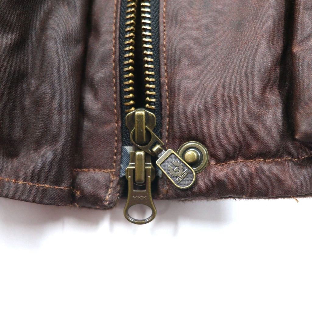 Belstaff GOLD Label Giacca da motociclista Roadmaster made in Italy, giacca cerata L marrone, poliestere, fodera a quadri, doppia cerniera