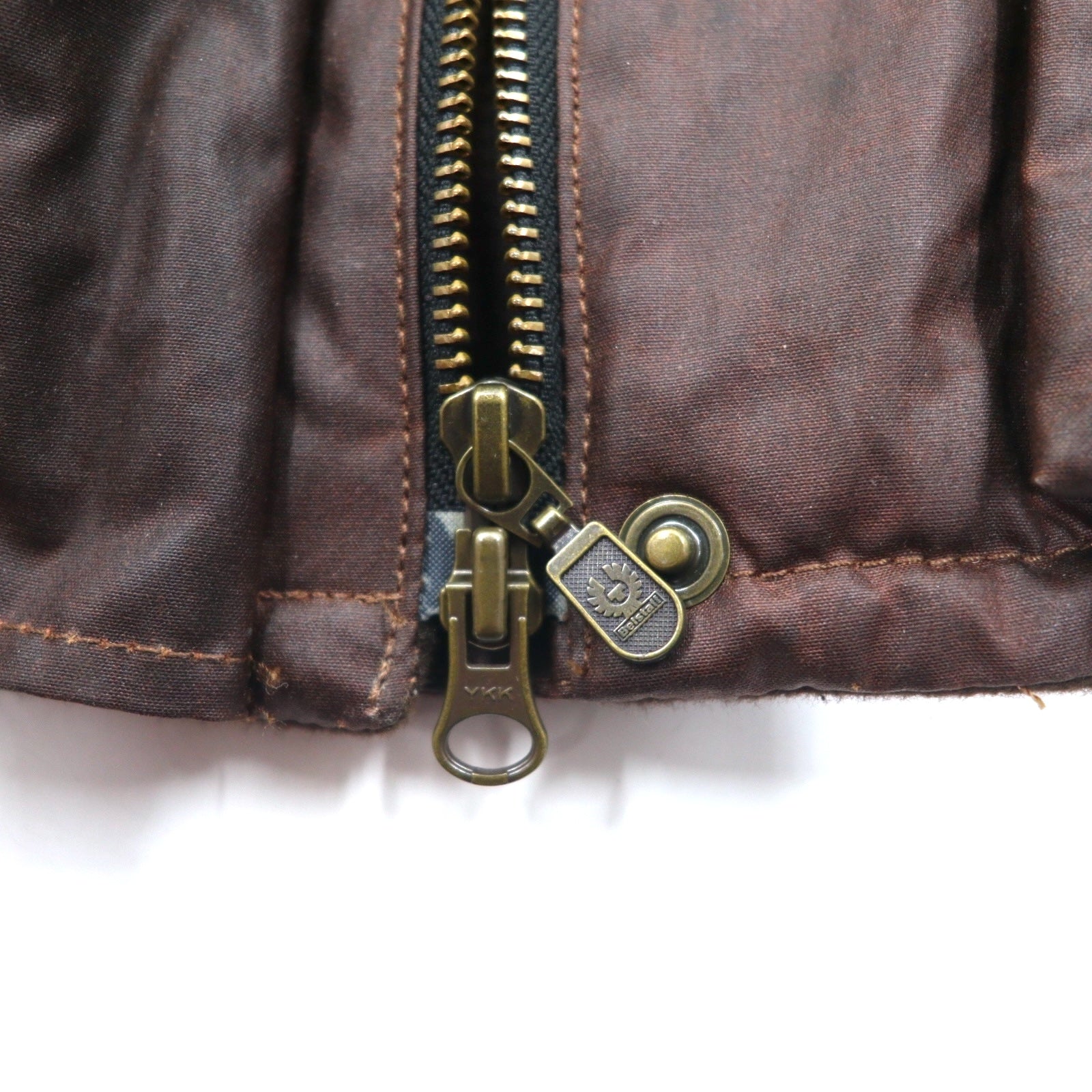 Belstaff GOLD Label Giacca da motociclista Roadmaster made in Italy, giacca cerata L marrone, poliestere, fodera a quadri, doppia cerniera