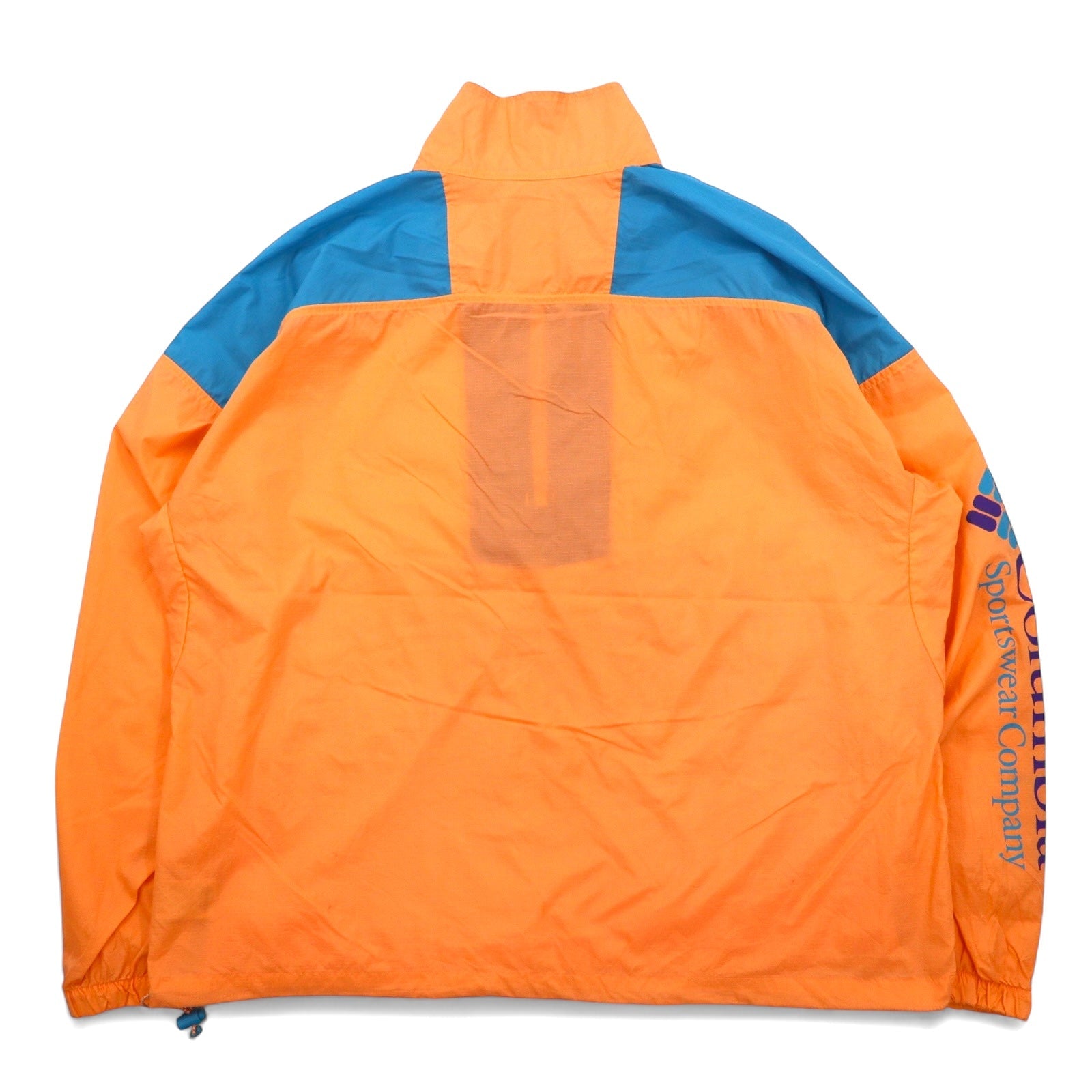 Giacca a vento Columbia Anorak XL arancione nylon impacchettabile logo manica Santa Ana Anorak Jacket KO0086