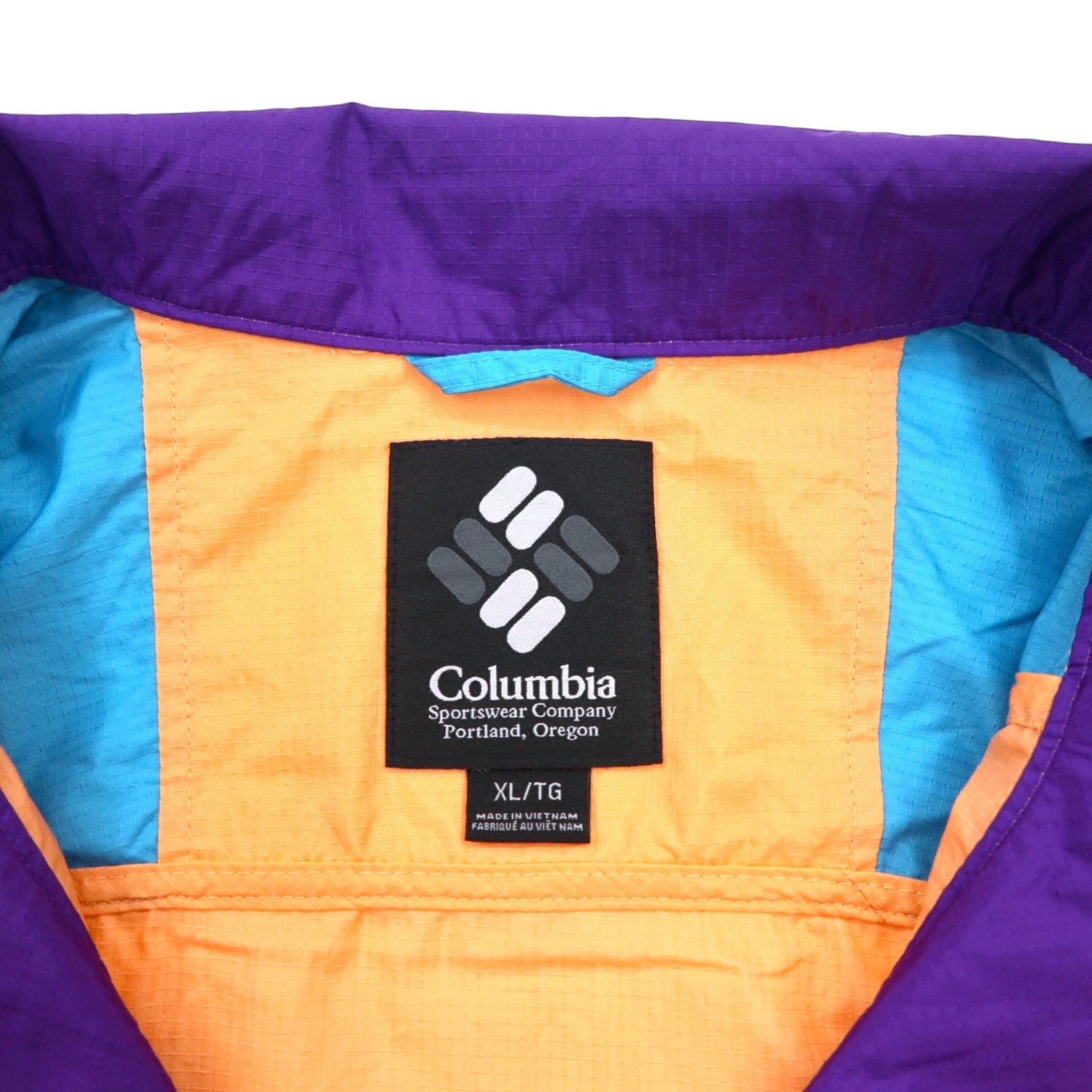 Giacca a vento Columbia Anorak XL arancione nylon impacchettabile logo manica Santa Ana Anorak Jacket KO0086