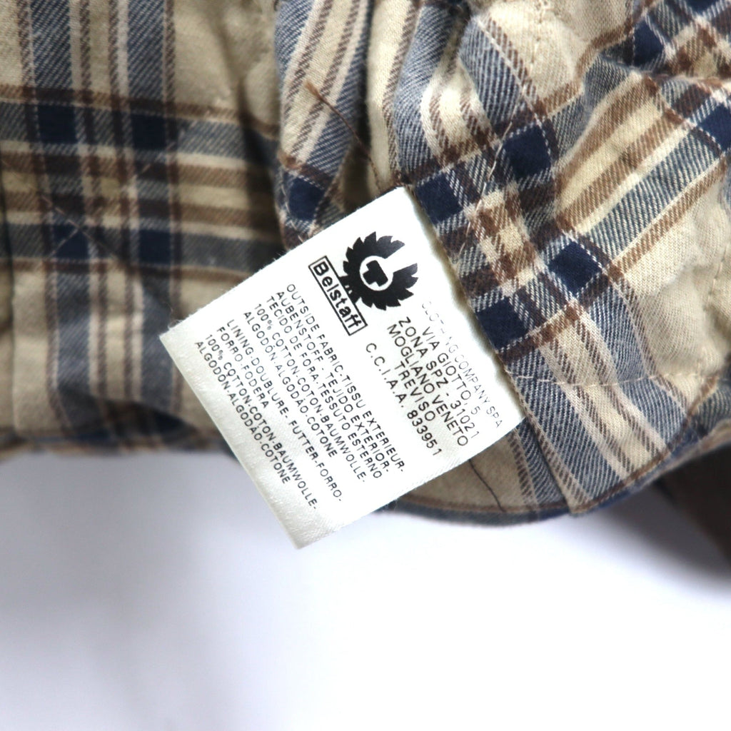 Belstaff GOLD Label Giacca da motociclista Roadmaster made in Italy, giacca cerata L marrone, poliestere, fodera a quadri, doppia cerniera
